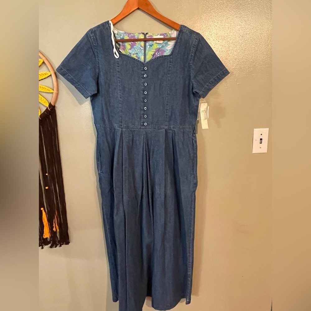 Erika Denim 100% Cotton Midi Vintage Y2K  Dress - Blue Size M NWT